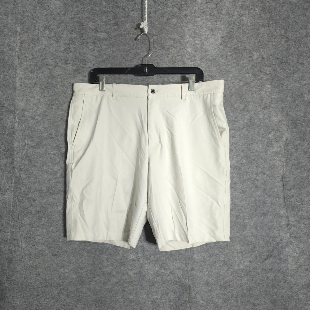 Dunning Golf Shorts Men 35 Off-White Performance Stretch Flat Front Regular Fit